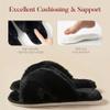 Ankis Womens Black Fuzzy Slippers Memory Foam Cross Band Cozy House Slippers Plush Home Bedroom Fluffy Furry Open Toe Cute Soft Ladies Indoor Outdoor Soft Slipper Slides Wedding Bride Shoes Gifts view 4