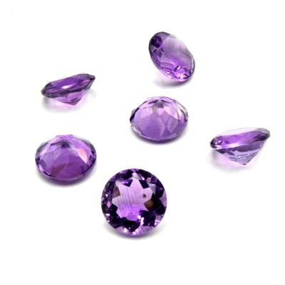AAA Amethyst Cut Stone | Loose Faceted Cut Stone | Pack of 6pcs | Marquise, Princess Cut, Baguette, Trillion, Oval, Round, Pear Cut Stone - 3mm Round