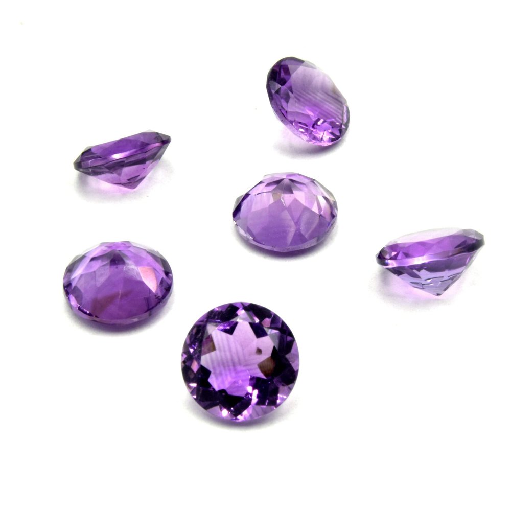 AAA Amethyst Cut Stone | Loose Faceted Cut Stone | Pack of 6pcs | Marquise, Princess Cut, Baguette, Trillion, Oval, Round, Pear Cut Stone - 3mm Round