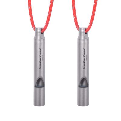 Boundless Voyage Titanium Emergency Whistle 2 Pack Outdoor Emergency Survival Camping Hiking Loud Whistle Coaches Training Sports Keychain Whistle with Lanyard (2 PCS - Ti9010)