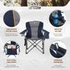 ALPHA CAMP Folding Camping Chair Oversized Heavy Duty Padded Outdoor Chair with Cup Holder Storage and Cooler Bag, 450 LBS Weight Capacity, Thicken 600D Oxford, Blue view 4