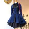 Womens Lolita Gothic Dress with Vintage Bow Ruffle Steampunk Dresses Long Sleeve Short Renaissance Dress Cosplay view 2