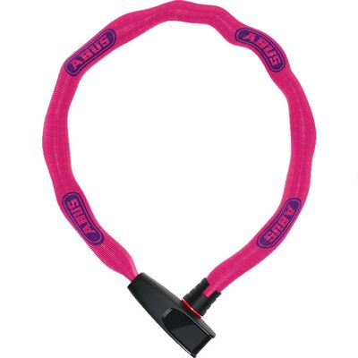 ABUS Catena 6806K Chain Lock - Lightweight Hardened Steel Bike Lock with Fashionable Textile Tube - Square Chain with ABUS Security Level 6-85 cm - Pink