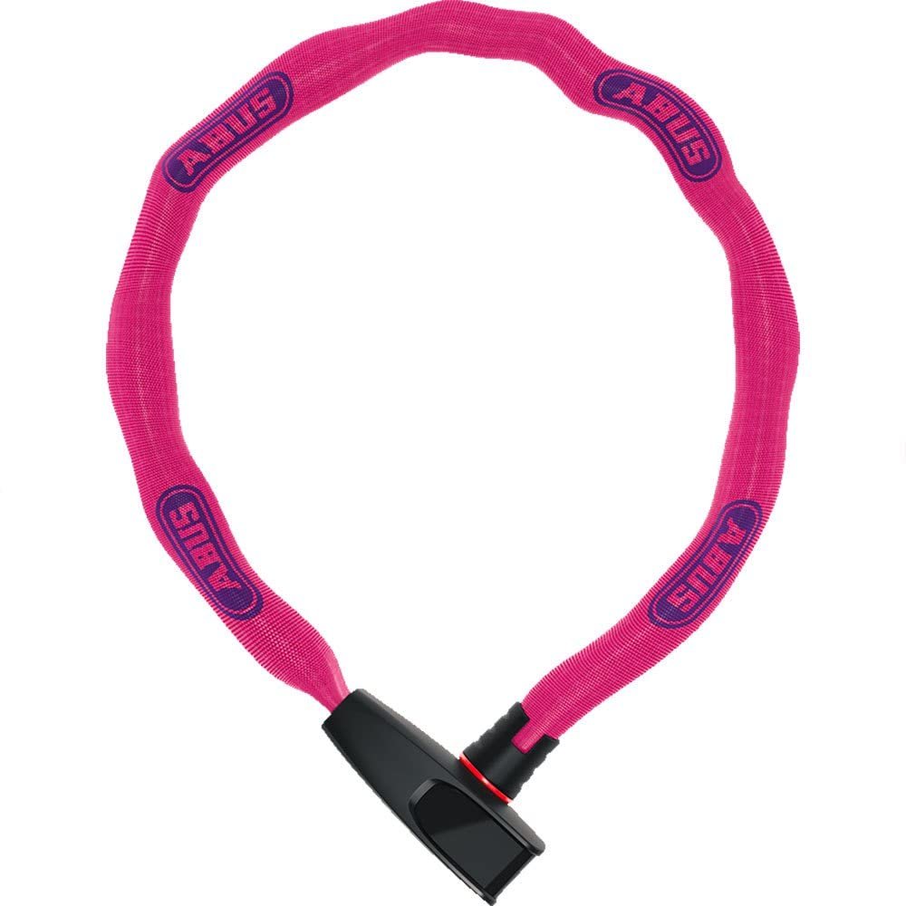 ABUS Catena 6806K Chain Lock - Lightweight Hardened Steel Bike Lock with Fashionable Textile Tube - Square Chain with ABUS Security Level 6-85 cm - Pink