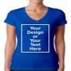 Custom Shirt V-Neck Women Personalized Add Your Image Text T-Shirt Design Photo Front/Back Print Royal XL view 1