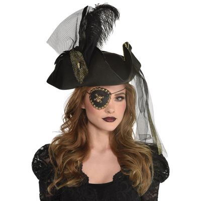 Black & Gold Skull Pirate Eye Patch - 1 Pc. | Adjustable Fit & Ultimate Party Accessory | Perfect for Pirate-Themed Events, Halloween, and Costume Parties