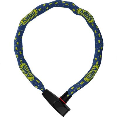 ABUS Catena 6806K Chain Lock - Lightweight Hardened Steel Bike Lock with Fashionable Textile Tube - Square Chain with ABUS Security Level 6-85 cm - Blue with mask Pattern