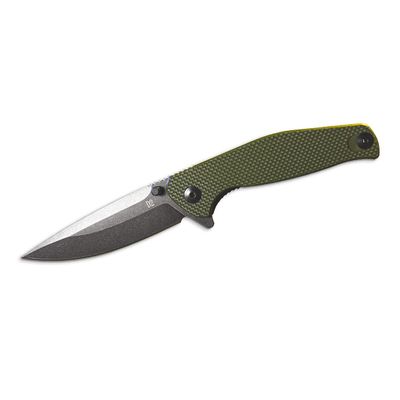 Scipio Tactical Green Ball Bearing Pocket Knife with Stonewashed Blade and Pocket Clip
