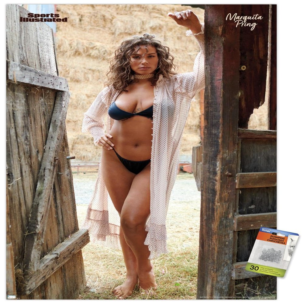 Trends International Sports Illustrated: Swimsuit Edition - Marquita Pring 21 Wall Poster, 22.37" x 34.00", Premium Poster & Push Pin Bundle