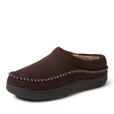 Dearfoams Men's Thompson Microsuede Clog Slipper, Coffee, L