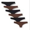 Amazon Essentials Women's Microfiber Underwear (Hipster & Thong, Available in Plus Size), Pack of 6, Black/Rich Hazel, X-Small view 1
