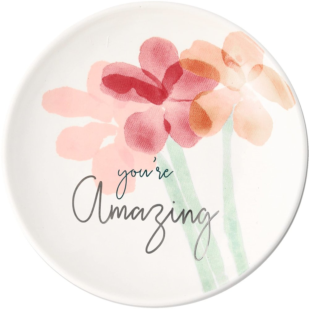 Pavilion Gift Company - 4" Round Keepsake Jewelry Dish Tray - You're Amazing