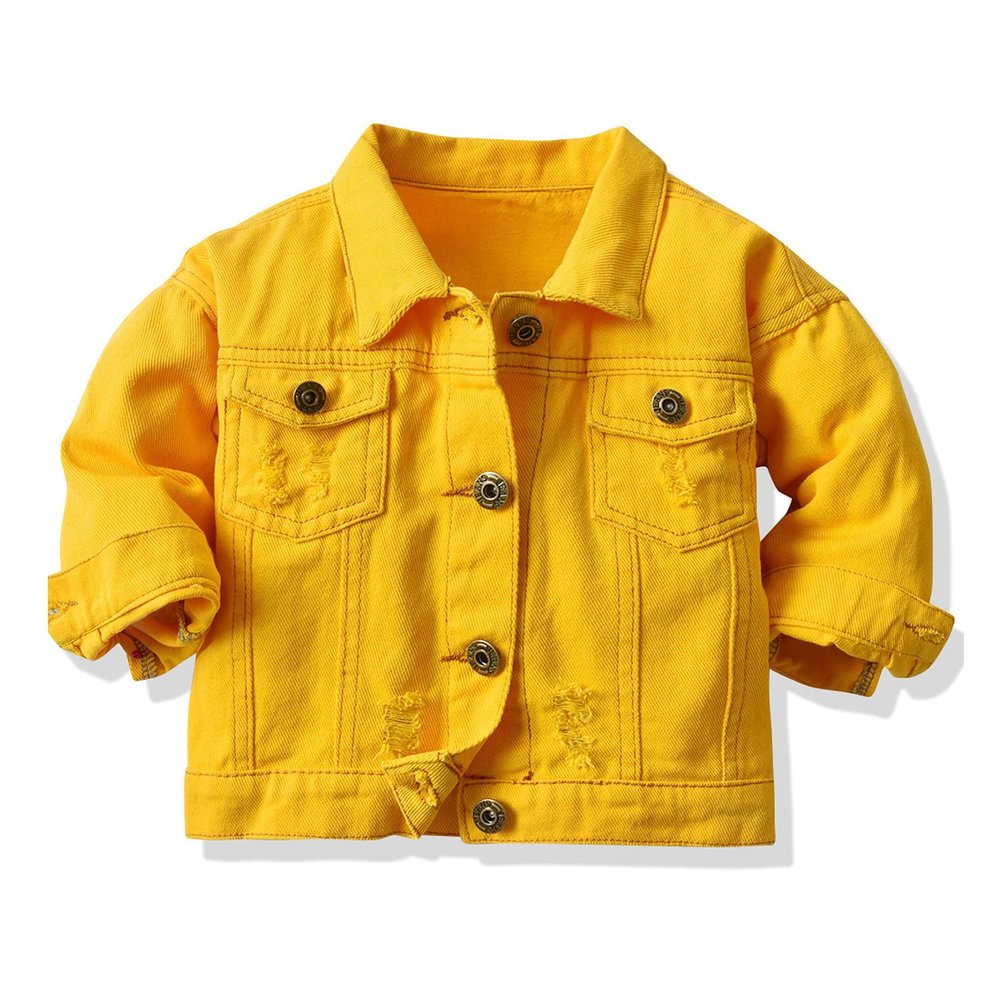 Morubut Toddler Baby Girls Boys Denim Jacket Fall Casual Coat Jeans Outerwear (Yellow, 6 Years)