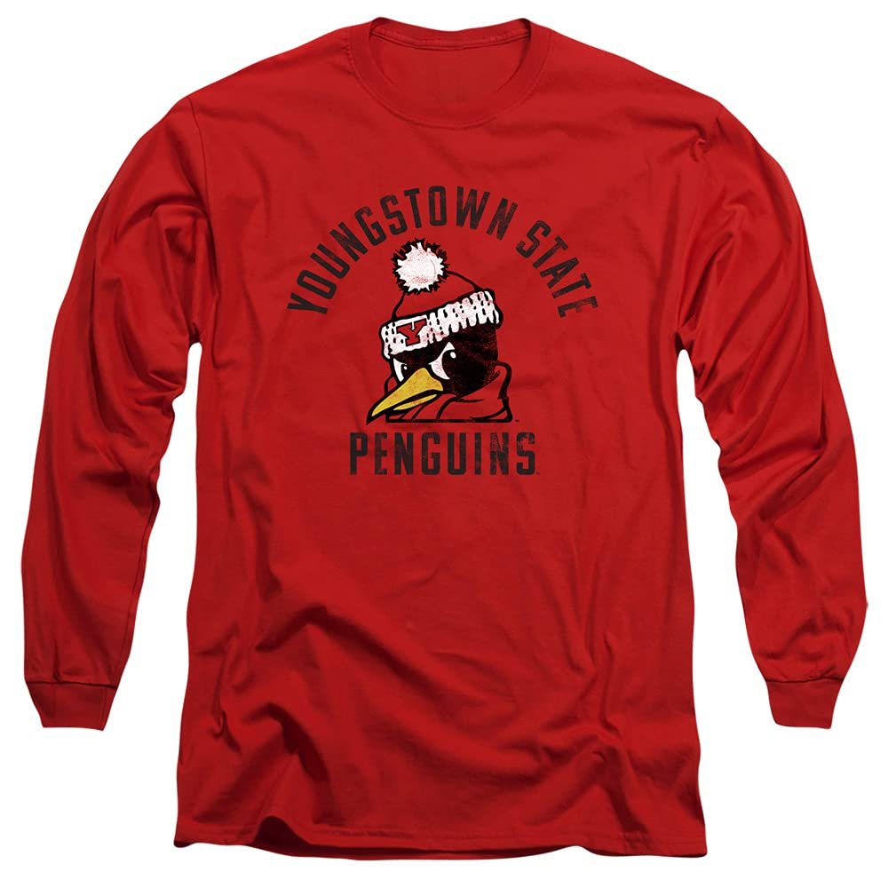 Youngstown State University Official Ysu Penguins Logo Unisex Adult Long-Sleeve T Shirt,Red, 3X-Large