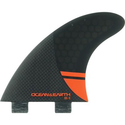 O&E - Ocean and Earth OE-2 Control Thruster Dual Tab Small - Black/Red Surfboard FIN