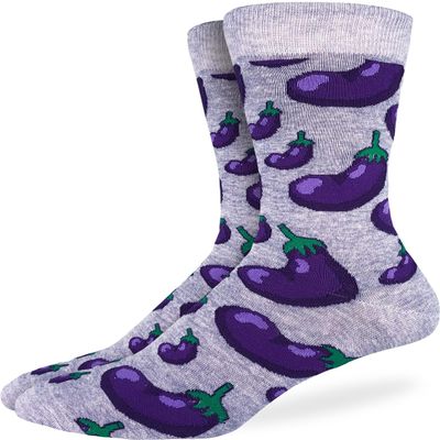 Good Luck Sock Men's Eggplants Socks, Big & Tall, Shoe Size 13-17