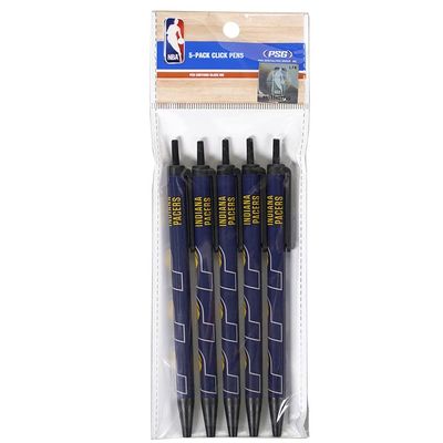Pro Specialties Group 5717546565 Indiana Pacers Click Style Pens, Pack of 5