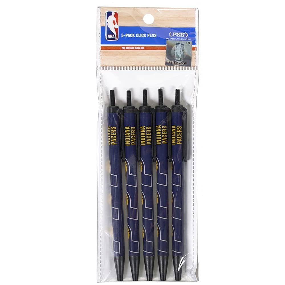 Pro Specialties Group 5717546565 Indiana Pacers Click Style Pens, Pack of 5