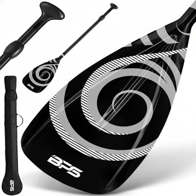 BPS 2-Piece SUP Stand-up Paddleboard Paddle (Fiberglass Shaft - Koru Black, 2-Piece SUP Paddle)