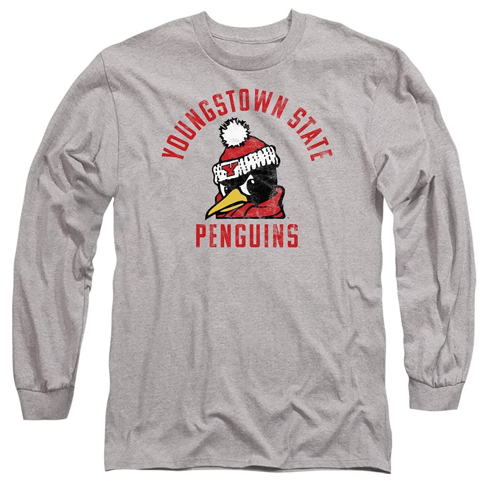 Youngstown State University Official Ysu Penguins Logo Unisex Adult Long-Sleeve T Shirt,Athletic Heather, 3X-Large