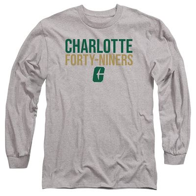 University of North Carolina at Charlotte Official Stacked Unisex Adult Long-Sleeve T Shirt,Athletic Heather, 3X-Large