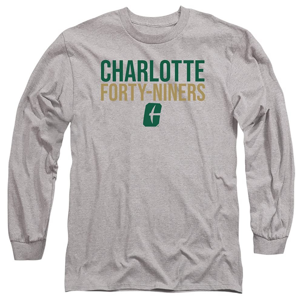 University of North Carolina at Charlotte Official Stacked Unisex Adult Long-Sleeve T Shirt,Athletic Heather, 3X-Large