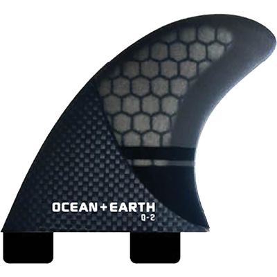 O&E - Ocean and Earth Q2 Control 2 Quad Rear Fins Dual Tab Small - Black Surfboard FIN