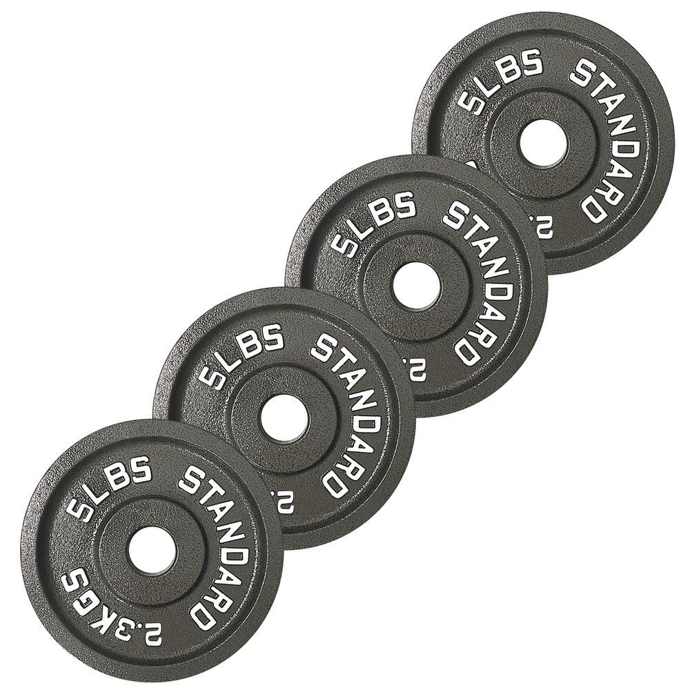 Iron Crush 4 Pack Cast Iron Olympic Weight Plates Free Weights with 2-inch Hole - Hammertone Finish - for Strength Training & Home Gym