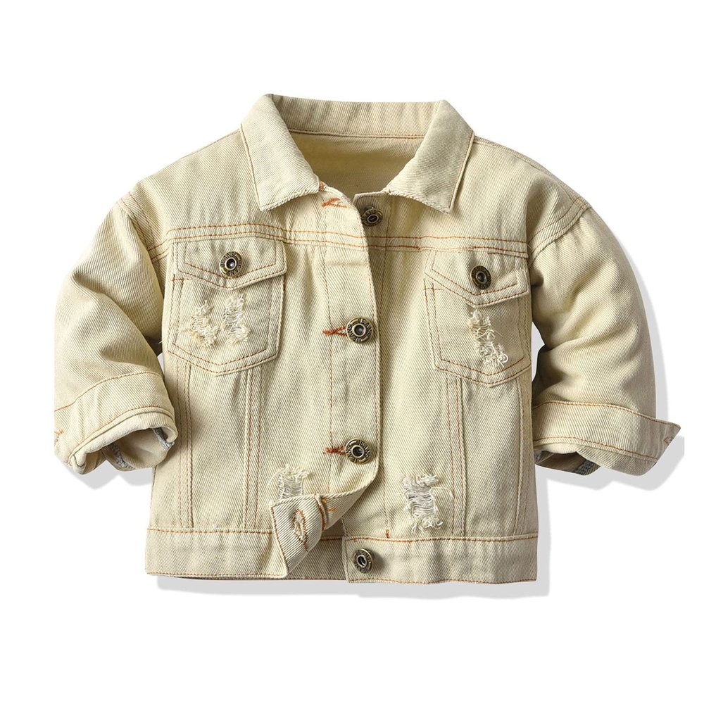 Morubut Toddler Baby Girls Boys Denim Jacket Fall Casual Coat Jeans Outerwear (Beige, 7 Years)