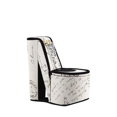 Benzara BM240359 High Heel Script Shoe Jewelry Box with 3 Hooks Beige & Black