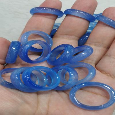 10pcs Swiss Blue Agate Ring Solid Gemstone Band Circle Donut Round Ring Onyx Band Witchcraft Wicca Pendant Rings 22-25mm (red)