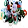 10pcs Swiss Blue Agate Ring Solid Gemstone Band Circle Donut Round Ring Onyx Band Witchcraft Wicca Pendant Rings 22-25mm (red) view 3