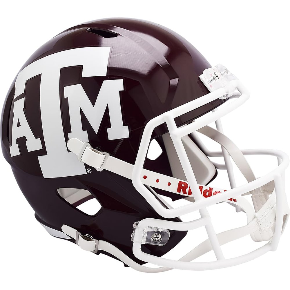 Riddell Texas A&M Aggies Adult Unisex Modern Football Helmet, Speed Replica, Medium, White, PVC, Foam, Face Mask