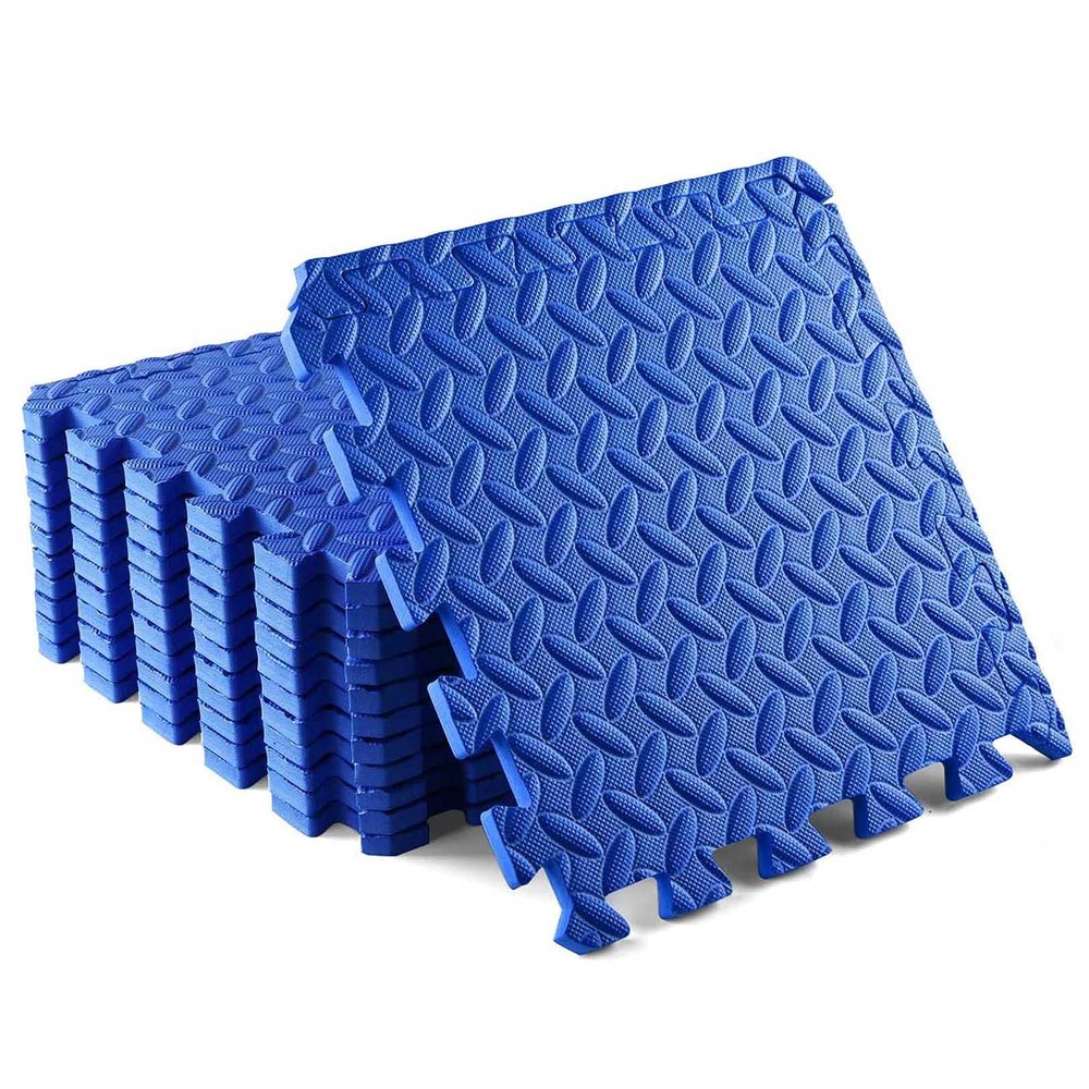 XQKXHZ Extra Large Exercise Mat 30 x 30 x 2.5cm, Ultra Durable Workout Mats, Home Gym Flooring Non-Slip Puzzle Floor Mats, All-Purpose Fitness EVA Foam Interlocking Tiles, Blue,48pcs