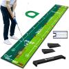 SAPLIZE Two-Speed Golf Practice Mat with Alignment Mirror, 20 in X 10 ft Training Aid Mat, Anti-Slip Backing Golf Putting Green for Indoor/Outdoor view 1
