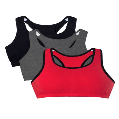 Fruit of the Loom Women's Built Up Tank Style Sports Bra, RED HOT W.BLK/Charcoal/Black, 34
