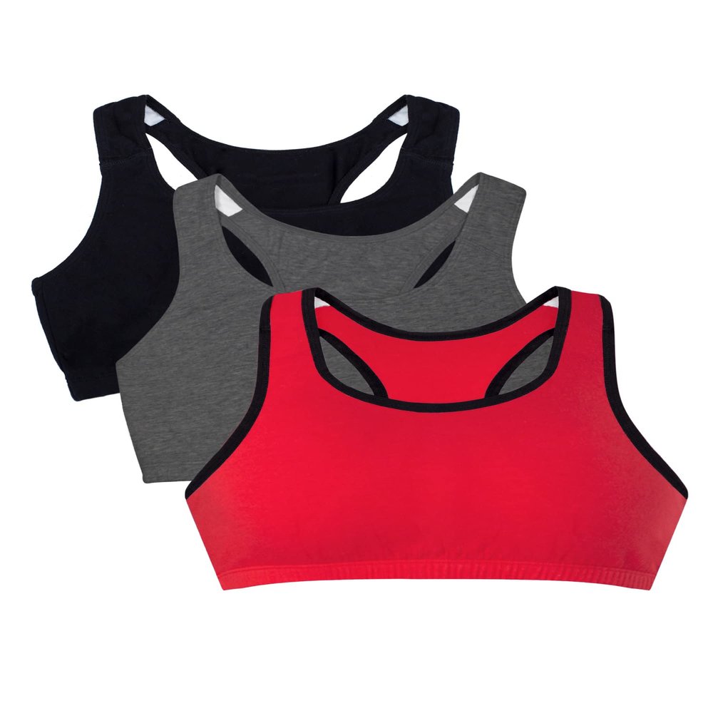 Fruit of the Loom Women's Built Up Tank Style Sports Bra, RED HOT W.BLK/Charcoal/Black, 34