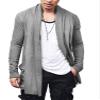 COOFANDY Mens Ruffle Shawl Collar Open Front Lightweight Long Length Drape Cape Overcoat Sweater with Pockets Grey Medium view 1