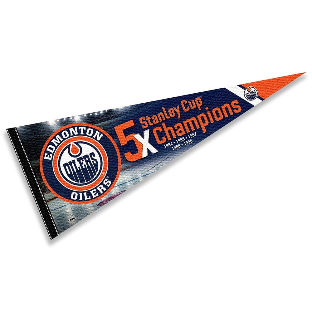 Edmonton Oilers 5 Time Cup Champions Pennant Banner Flag