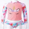 iiniim Kids Girls Rash Guard Long Sleeve Tankini Bathing Suit Swimsuit Fish Scale Cartoon Swimwear Pink 12 Years view 3