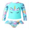 iiniim Kids Girls Rash Guard Long Sleeve Tankini Bathing Suit Swimsuit Fish Scale Cartoon Swimwear Blue 12 Years view 1