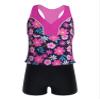 iiniim Kids Girls Raceback Tank Top High Waist Shorts Sport Outfit Bikini Swimsuit Bathing Suit Swimwear Rose Red 10 Years view 1