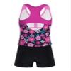 iiniim Kids Girls Raceback Tank Top High Waist Shorts Sport Outfit Bikini Swimsuit Bathing Suit Swimwear Rose Red 10 Years view 2