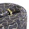 Benjara Travel Jewelry Case with 2 Semicircle Slots and Wavy Pattern, Black view 4