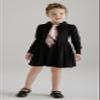 SMILING PINKER Girl Dress Long Sleeve Cable Knit Sweater Turn Down Collar with Neck Scarf(Black,7-8 Years) view 2