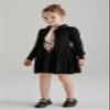 SMILING PINKER Girl Dress Long Sleeve Cable Knit Sweater Turn Down Collar with Neck Scarf(Black,7-8 Years) view 3