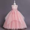 Flower Girl Lace Dress for Kids Wedding Bridesmaid Pageant Party Formal Long Maxi Gown Big Little Princess First Communion Birthday Prom Beaded Sequins Irregular Puffy Tulle Dresses Pink 13-14 Years view 2
