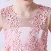 Flower Girl Lace Dress for Kids Wedding Bridesmaid Pageant Party Formal Long Maxi Gown Big Little Princess First Communion Birthday Prom Beaded Sequins Irregular Puffy Tulle Dresses Pink 13-14 Years view 4
