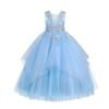 Flower Girl Lace Dress for Kids Wedding Bridesmaid Pageant Party Formal Long Maxi Gown Big Little Princess First Communion Birthday Prom Beaded Sequins Irregular Puffy Tulle Dresses Blue 13-14 Years view 1