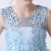 Flower Girl Lace Dress for Kids Wedding Bridesmaid Pageant Party Formal Long Maxi Gown Big Little Princess First Communion Birthday Prom Beaded Sequins Irregular Puffy Tulle Dresses Blue 13-14 Years view 2